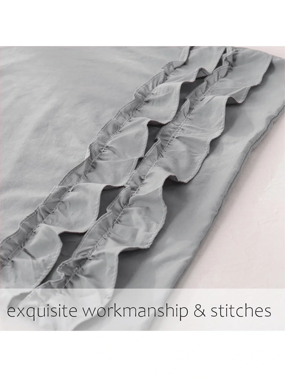 Grey Ruffle Pillow Shams,Queen Size Pillowcase Set Of 2,20x30 2367/bb8-1